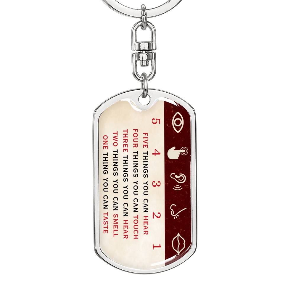 5-4-3-2-1 Mindfulness Keychain, Mental Health Keychain, Gift for Therapist