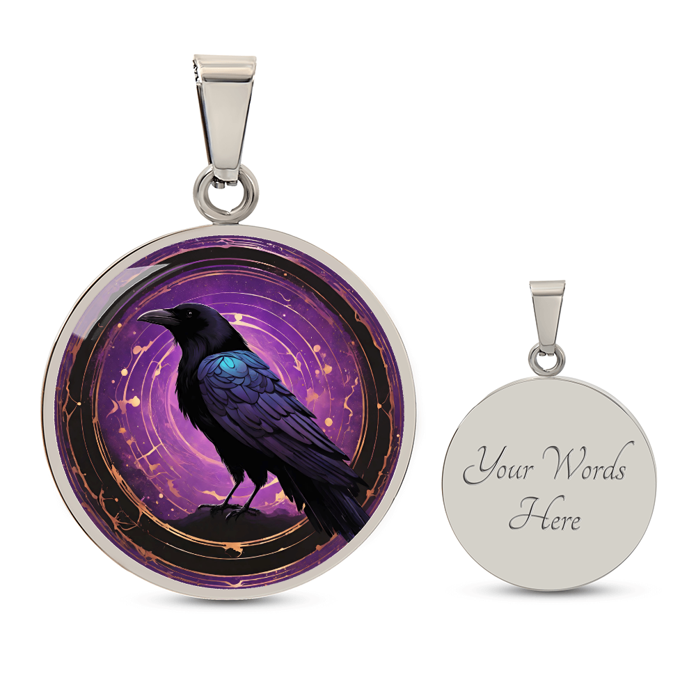 Purple Raven Pendant | Black Bird Jewelry | Crow Necklace | Spooky Symbolic Gift | Gifts for Her | Goth Necklace