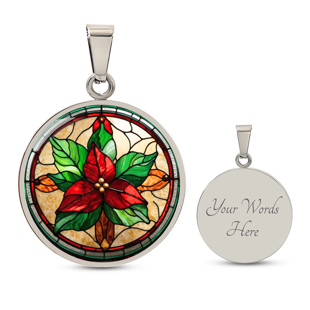 Birth Month Flower Necklace | Holly Birth Flower Necklace | December Birth Flower Necklace | Stained Glass Personalized Pendant Necklace