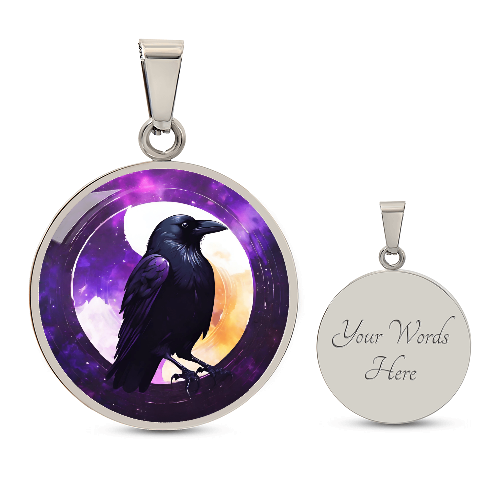 Engraved Raven Necklace | Black Bird Jewelry | Crow Necklace | Spooky Symbolic Gift | Gifts for Her | Goth Necklace