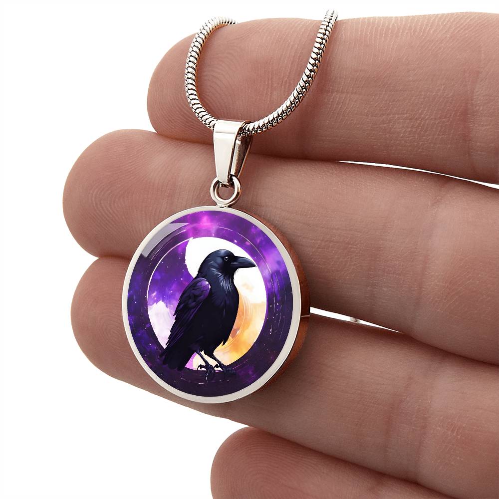 Engraved Raven Necklace | Black Bird Jewelry | Crow Necklace | Spooky Symbolic Gift | Gifts for Her | Goth Necklace