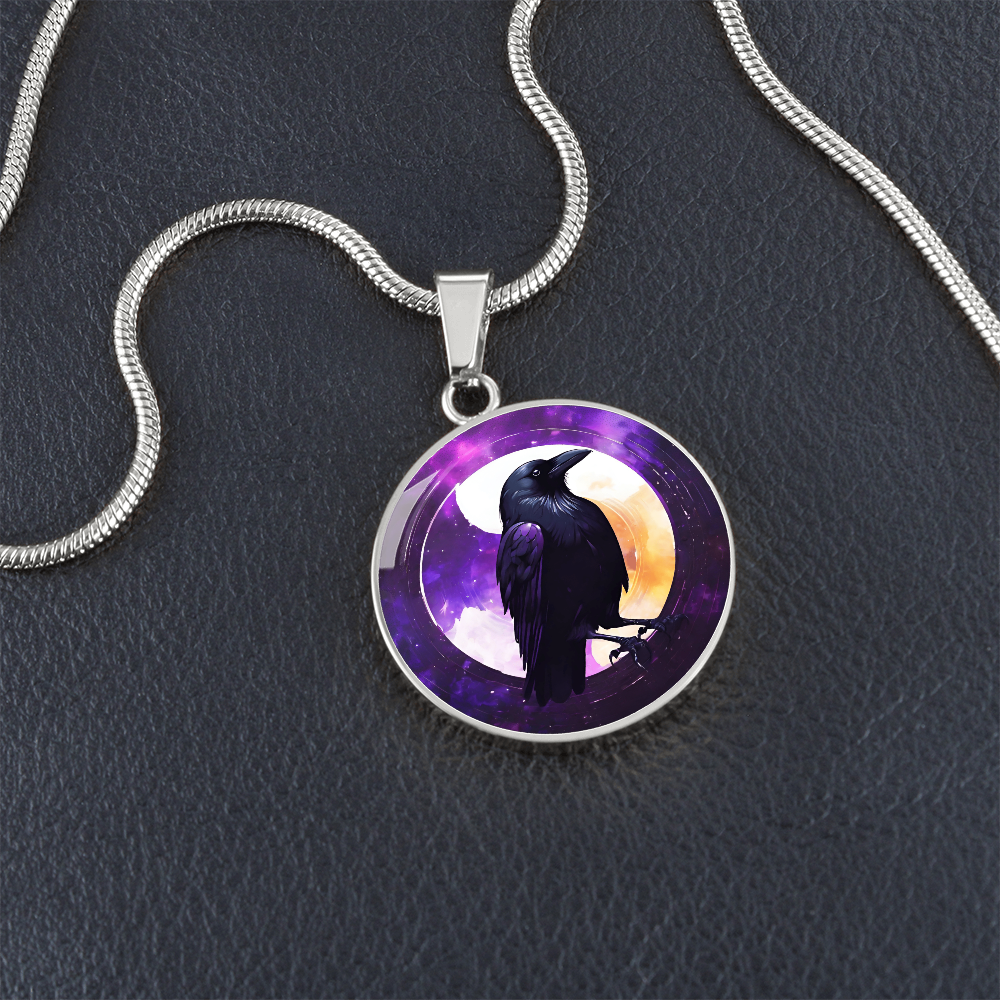 Engraved Raven Necklace | Black Bird Jewelry | Crow Necklace | Spooky Symbolic Gift | Gifts for Her | Goth Necklace