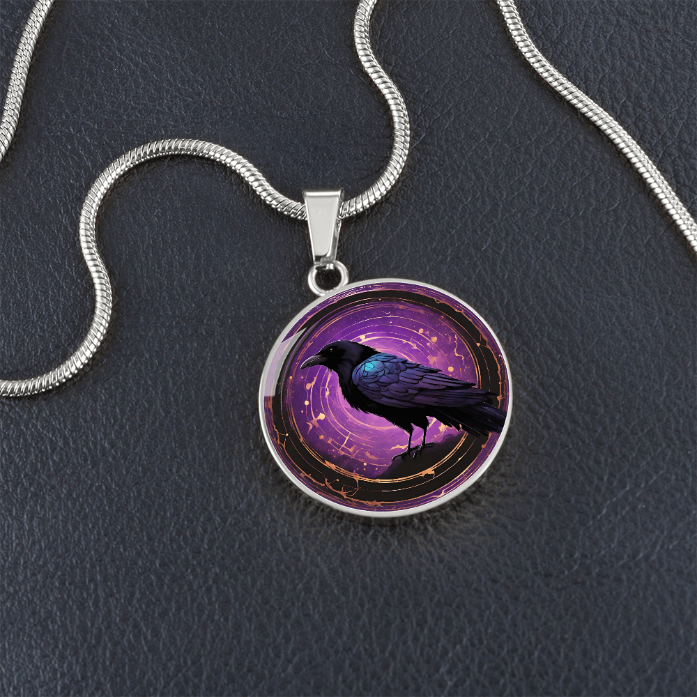 Purple Raven Pendant | Black Bird Jewelry | Crow Necklace | Spooky Symbolic Gift | Gifts for Her | Goth Necklace