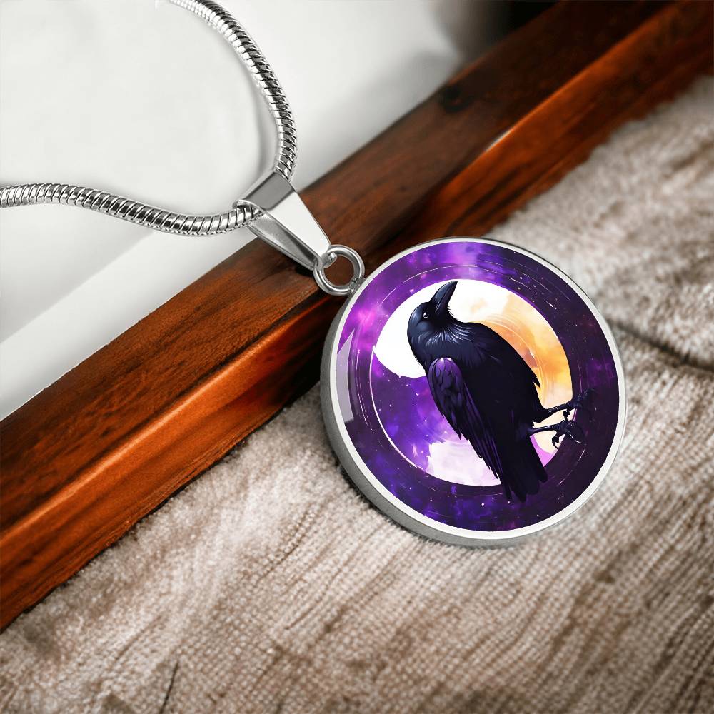 Engraved Raven Necklace | Black Bird Jewelry | Crow Necklace | Spooky Symbolic Gift | Gifts for Her | Goth Necklace
