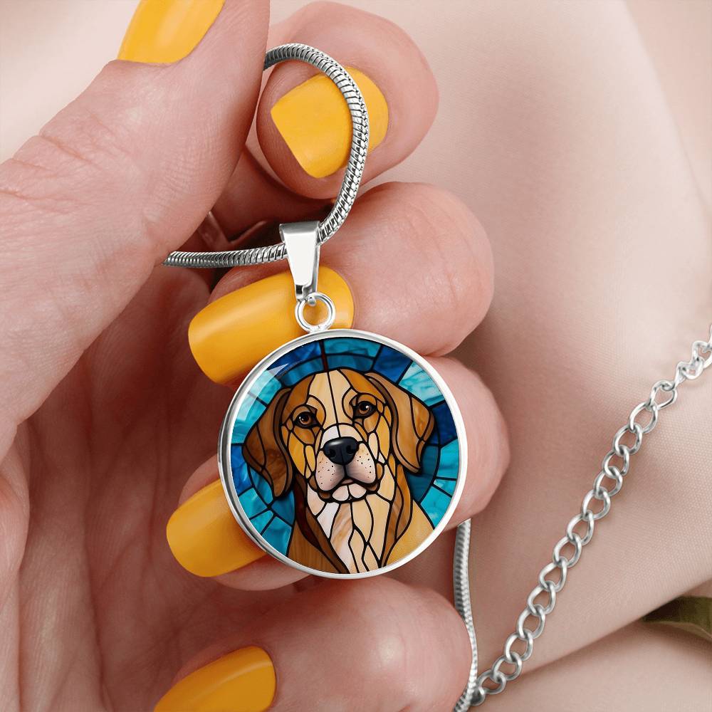 Stained Glass Personalized Pendant Necklace | Animal Lover Gift | Dog Mom Birthday Present | Jewelry For Pet Loss