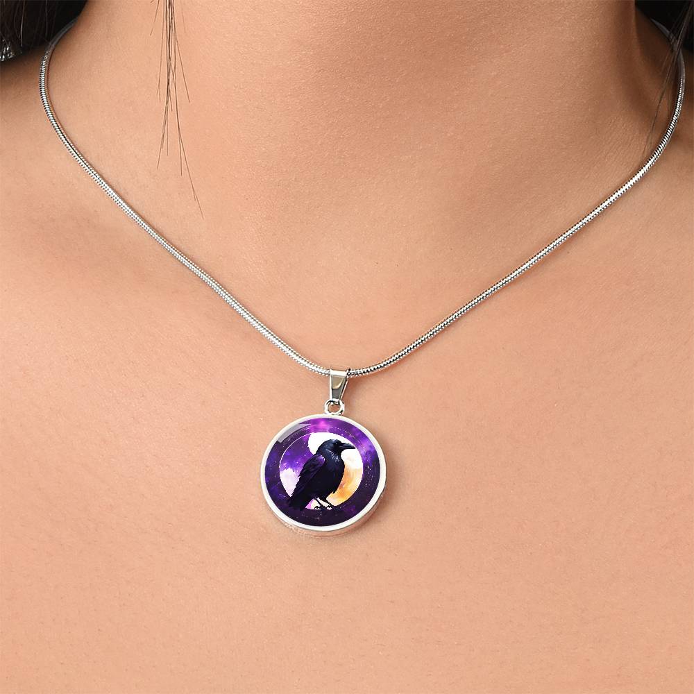 Engraved Raven Necklace | Black Bird Jewelry | Crow Necklace | Spooky Symbolic Gift | Gifts for Her | Goth Necklace