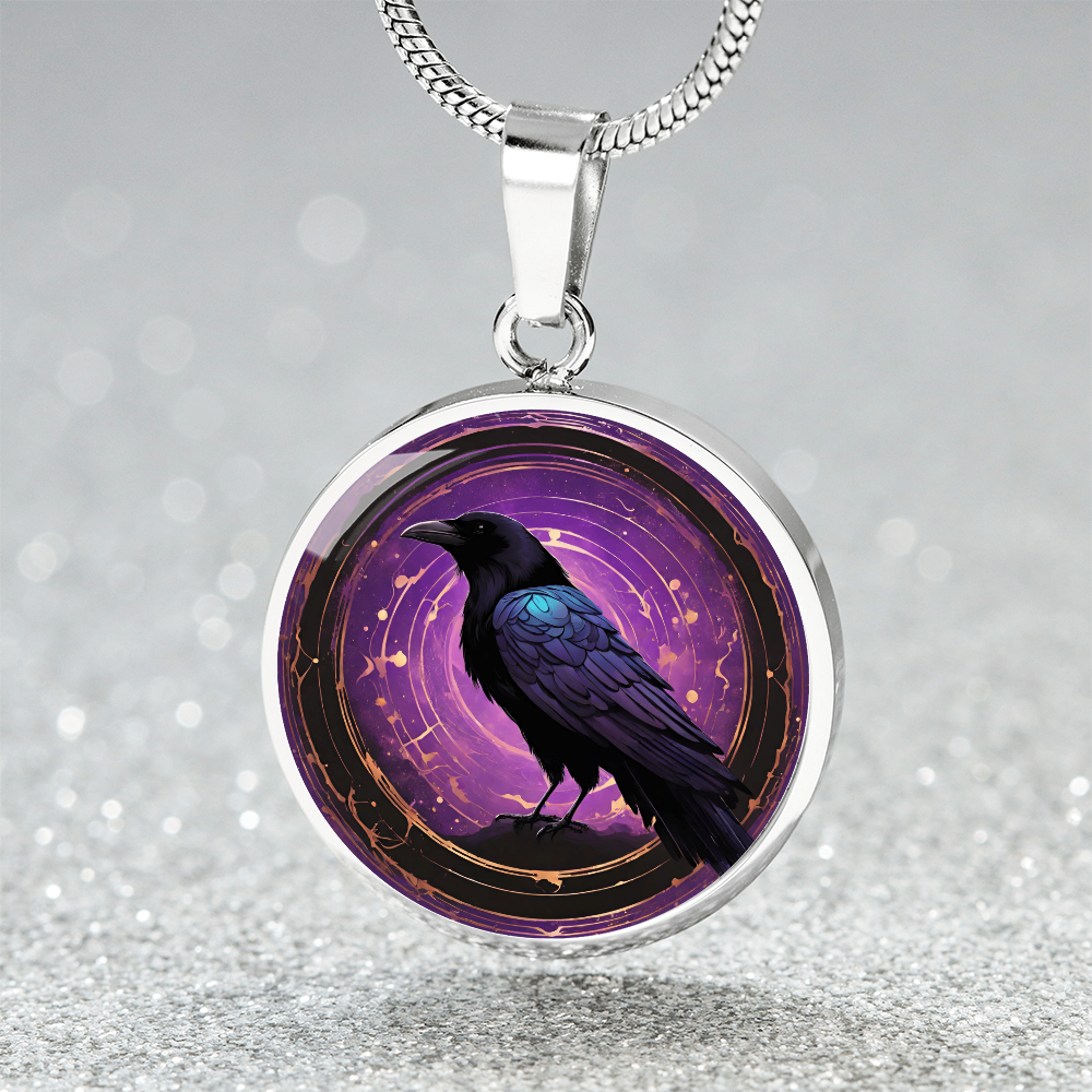 Purple Raven Pendant | Black Bird Jewelry | Crow Necklace | Spooky Symbolic Gift | Gifts for Her | Goth Necklace
