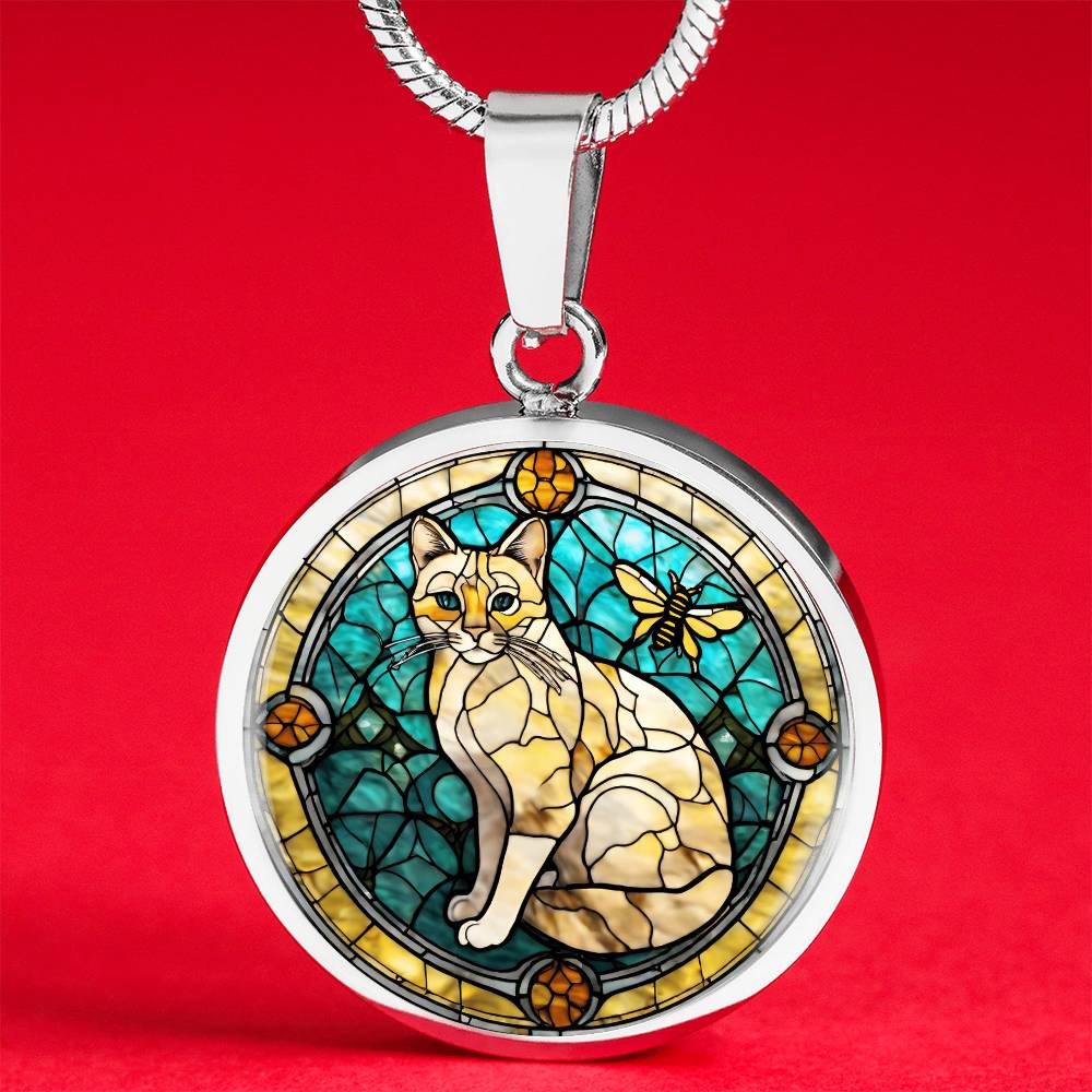 Stained Glass Personalized Pendant Necklace | Animal Lover Gift | Cat Mom Birthday Present | Jewelry For Pet Loss