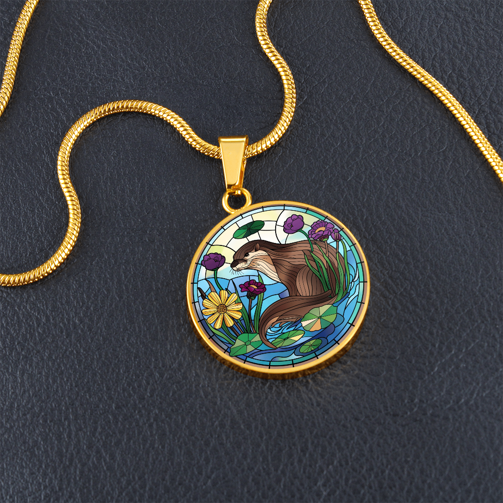 Otter Faux Stained Glass Pendant