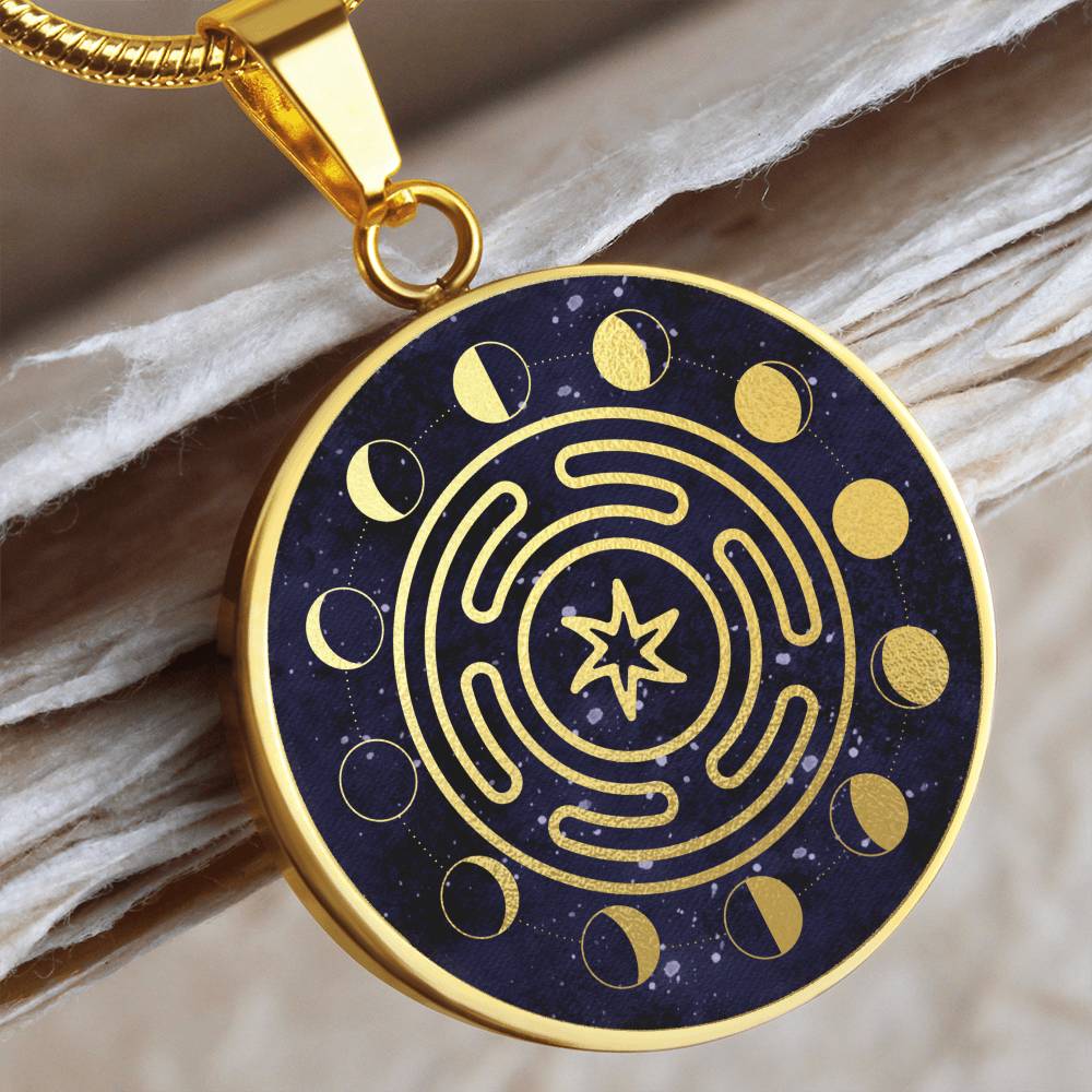 Hekate Magic Strophalos Necklace | Hekate Moon Phase Pendant