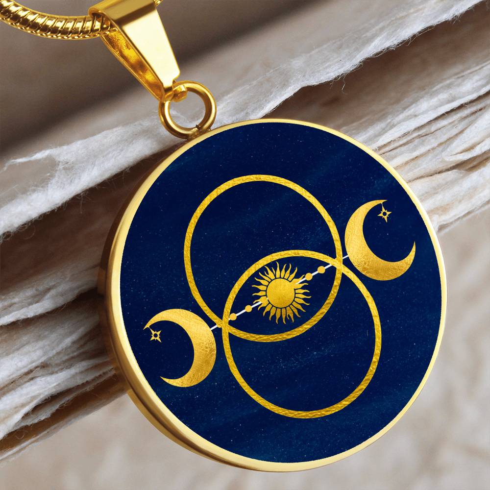 Triple Moon Sun Vesica Pisces Pendant