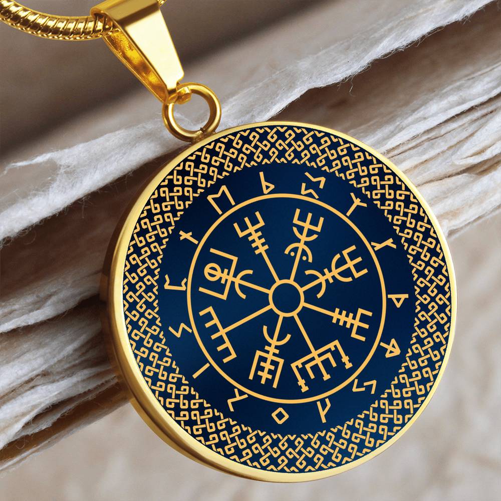 Vegvisir Pendant Personalised | Wayfinder Viking Compass Necklace | Norse Runes Necklace | Nordic Pagan Protection Amulet