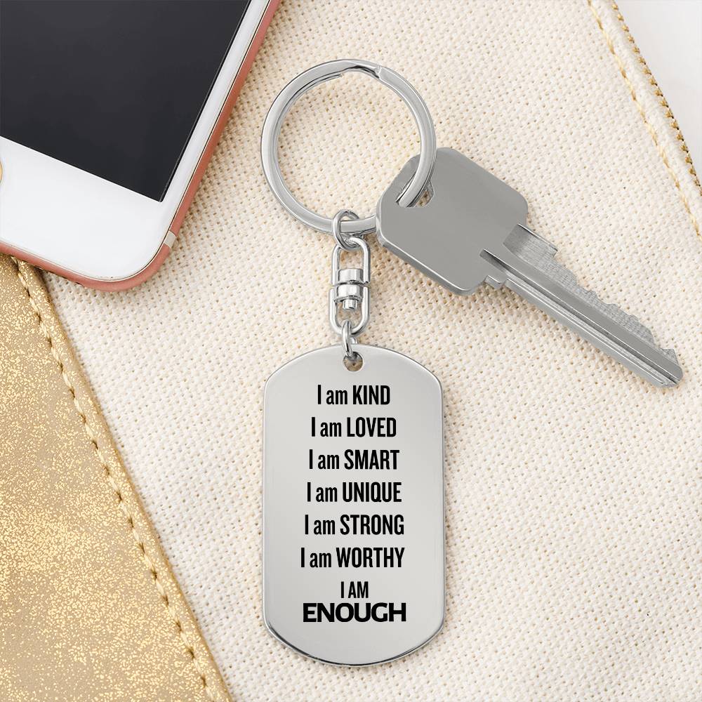 Self Love Keychain, Mental Health Gift, I am Enough, Support Gift
