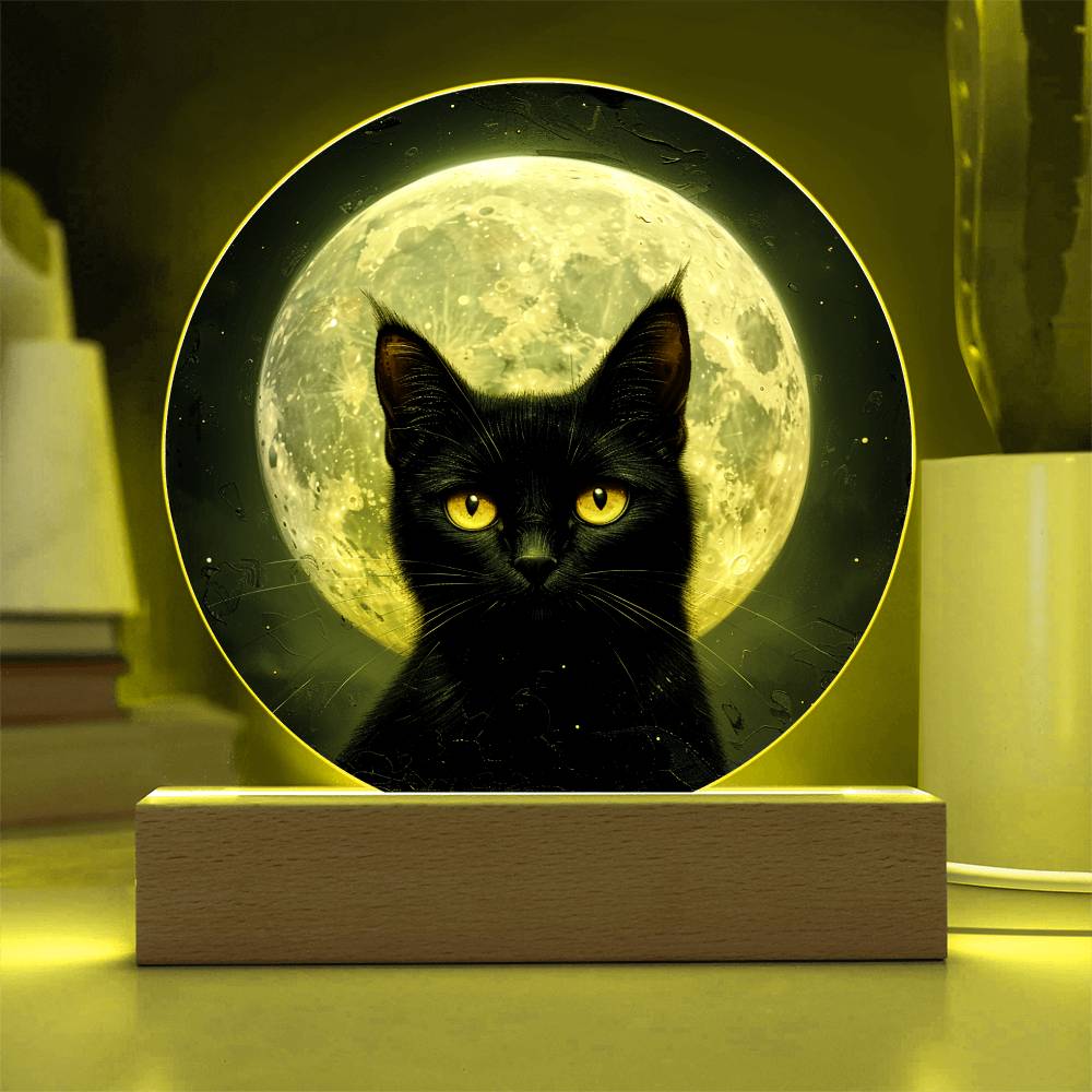Cat Night Light - Celestial Cat Lamp - Acrylic Cat Art