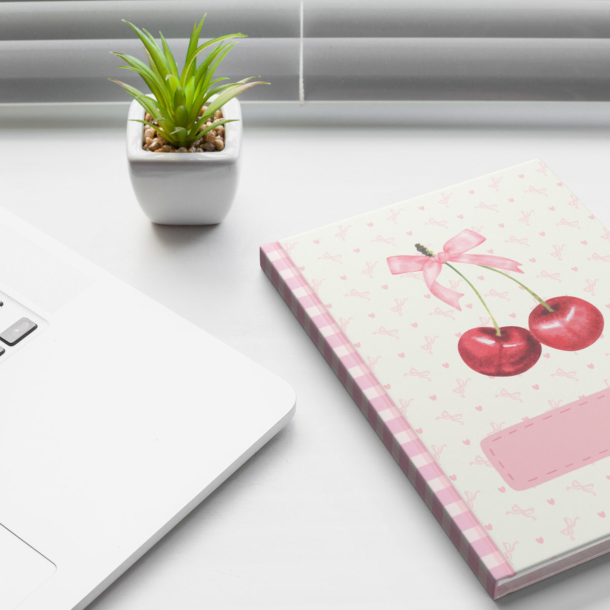 Cherry Bow Coquette Journal | Pink Notebook Gift for Her
