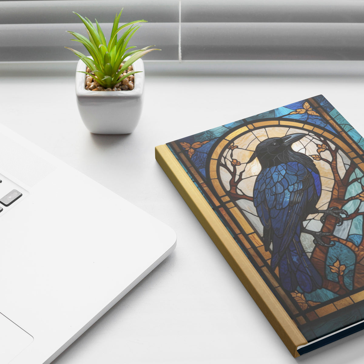 Faux Stained Glass Raven Journal