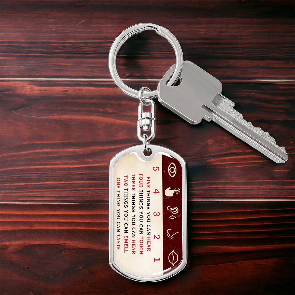 5-4-3-2-1 Mindfulness Keychain, Mental Health Keychain, Gift for Therapist
