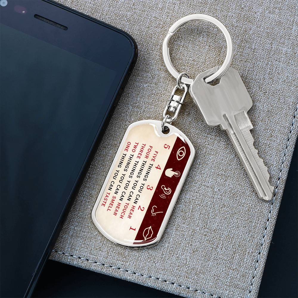 5-4-3-2-1 Mindfulness Keychain, Mental Health Keychain, Gift for Therapist