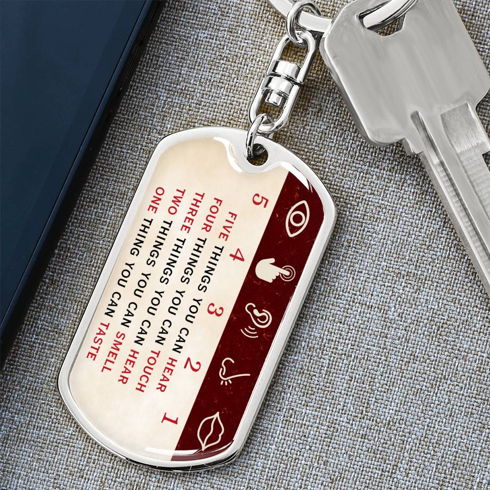 5-4-3-2-1 Mindfulness Keychain, Mental Health Keychain, Gift for Therapist