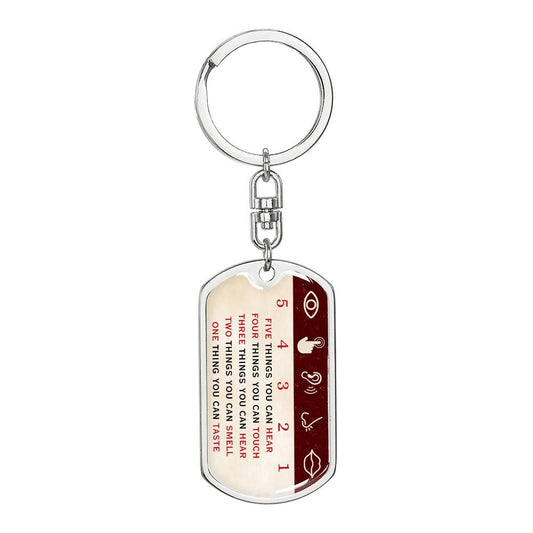 5-4-3-2-1 Mindfulness Keychain, Mental Health Keychain, Gift for Therapist