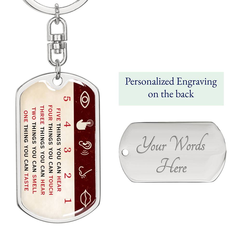 5-4-3-2-1 Mindfulness Keychain, Mental Health Keychain, Gift for Therapist