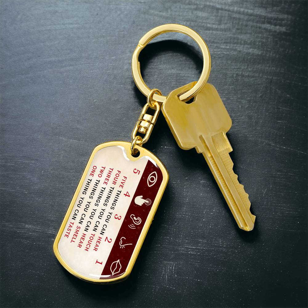 5-4-3-2-1 Mindfulness Keychain, Mental Health Keychain, Gift for Therapist