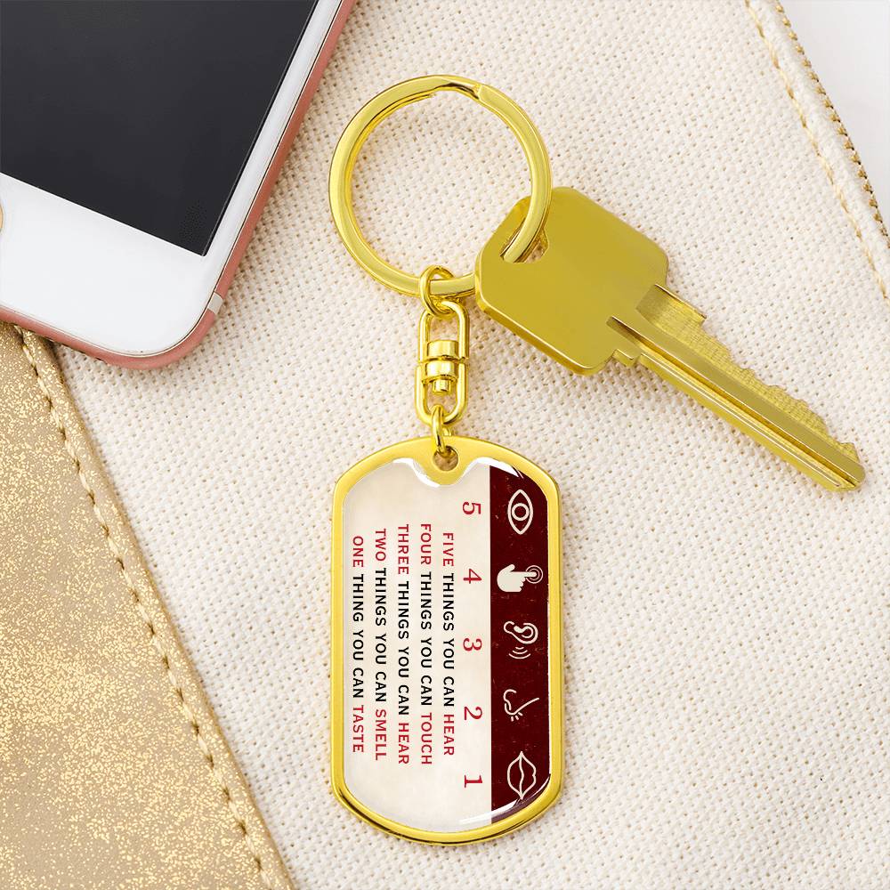 5-4-3-2-1 Mindfulness Keychain, Mental Health Keychain, Gift for Therapist