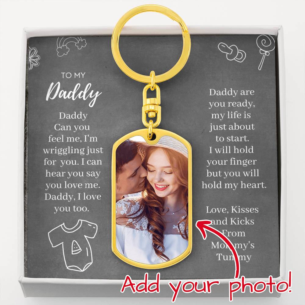 Daddy Can You Feel Me Sonogram Keychain for New Dad