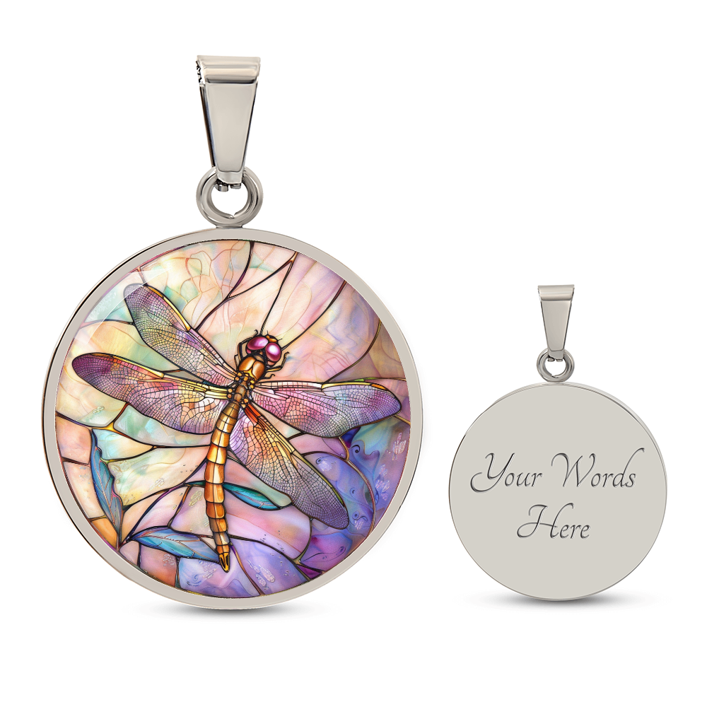 Dragon Fly Stained Glass Effect Pendant | Dragonfly Necklace