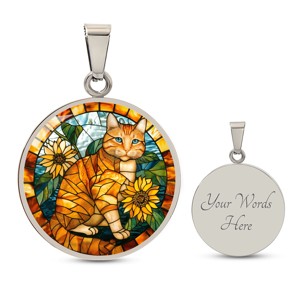 Ginger Cat Faux Stained Glass Necklace | Ginger Cat Pendant