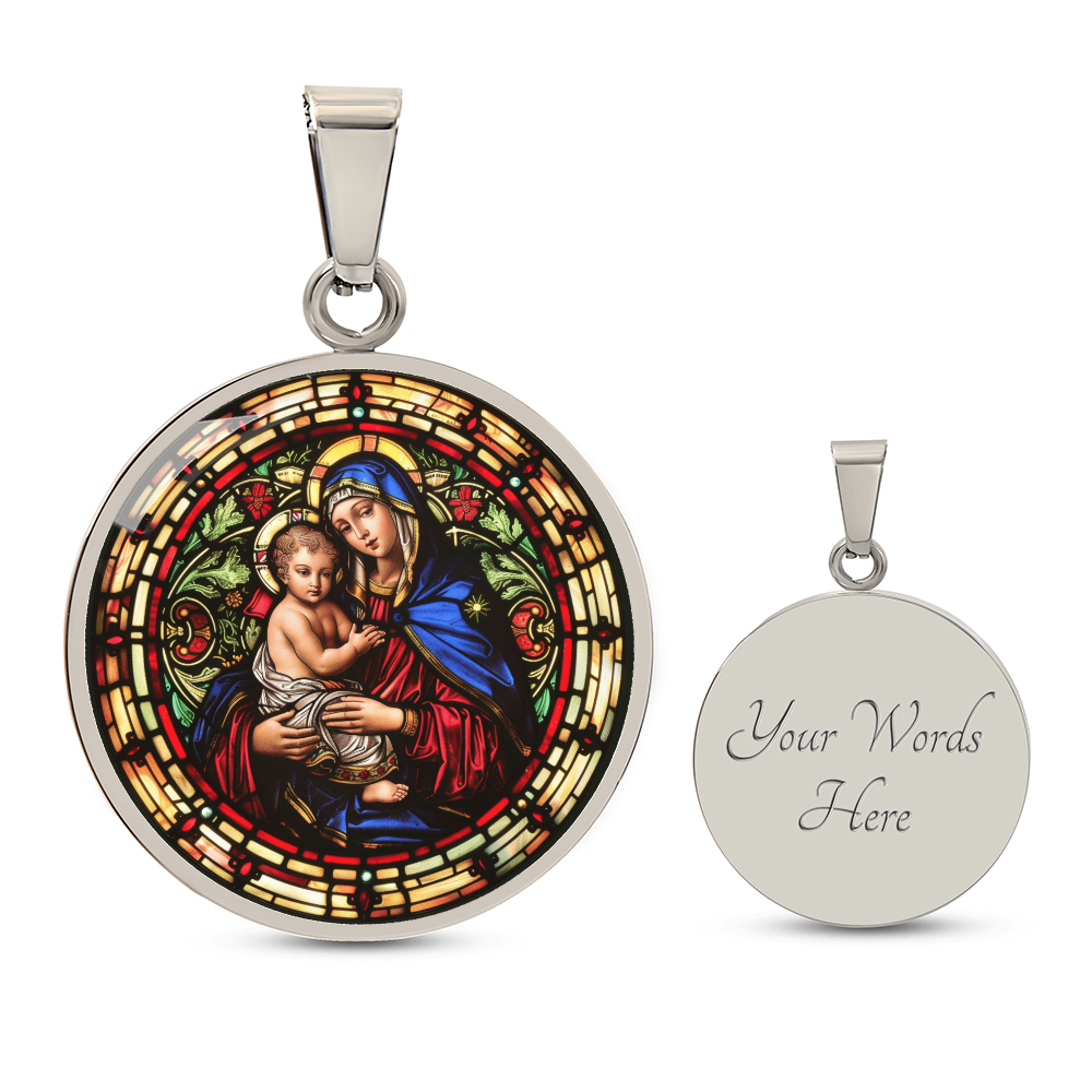 Virgin Mary and Child Faux Stained Glass | Christian Jewelry | Virgin Mary Necklace Stained Glass Look | Catholic Gift | Everyday Jewelry
