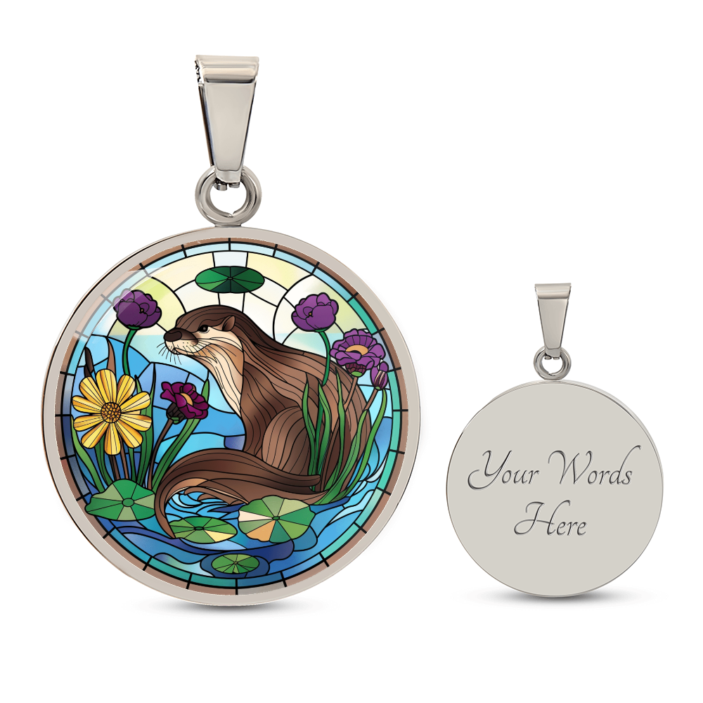 Otter Faux Stained Glass Pendant