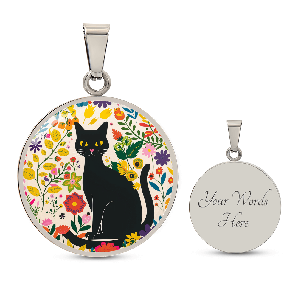 Art Nouveau Black Cat Pendant Necklace | Lovely Cat Jewelry | Cat Lover Gift | Kitty Jewelry