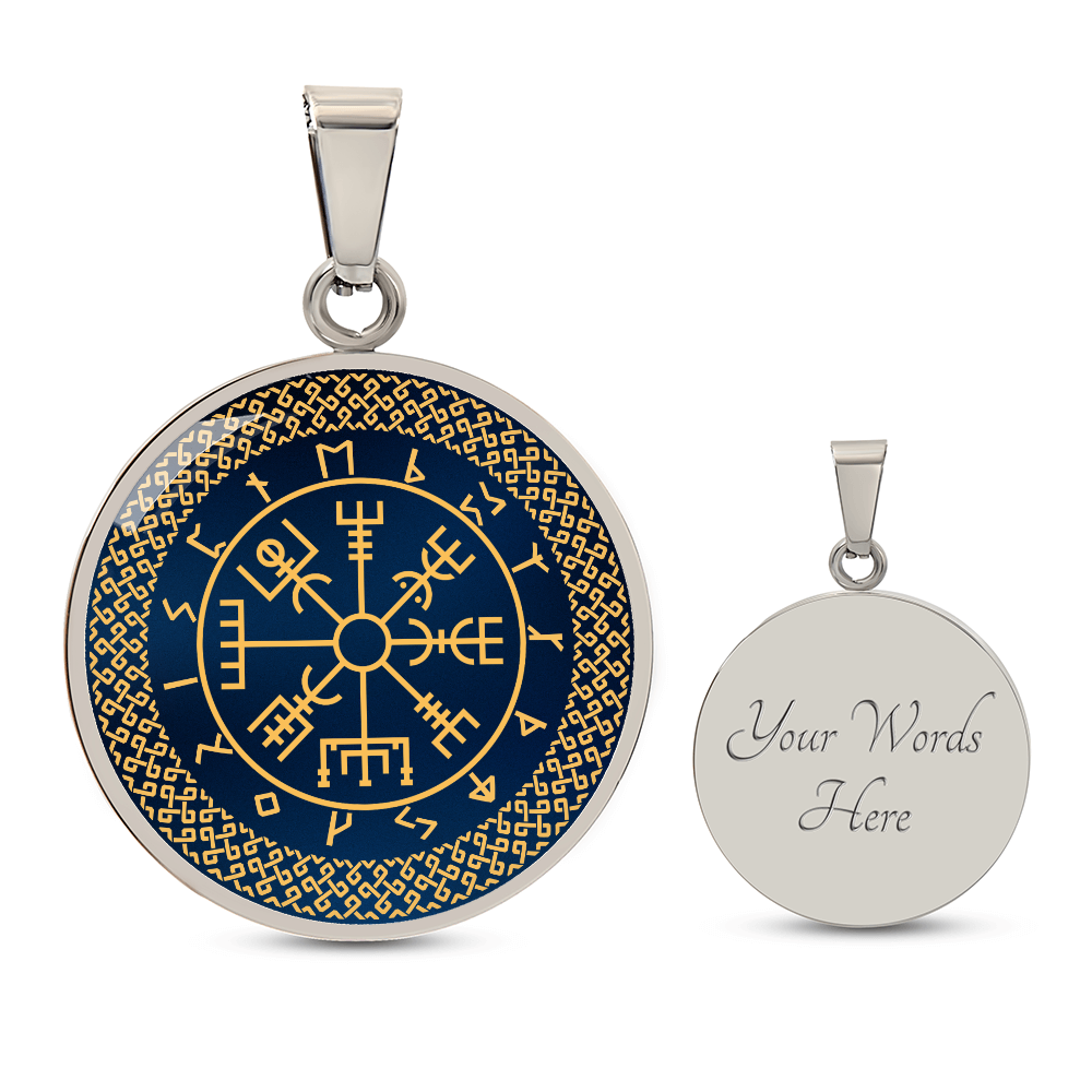 Vegvisir Pendant Personalised | Wayfinder Viking Compass Necklace | Norse Runes Necklace | Nordic Pagan Protection Amulet