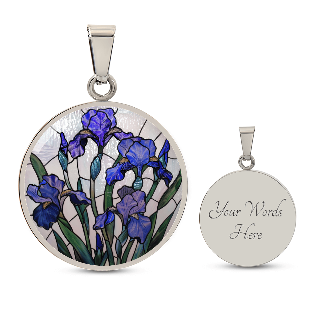 Iris Birth Flower Necklace | Stained Glass Personalized Pendant Necklace