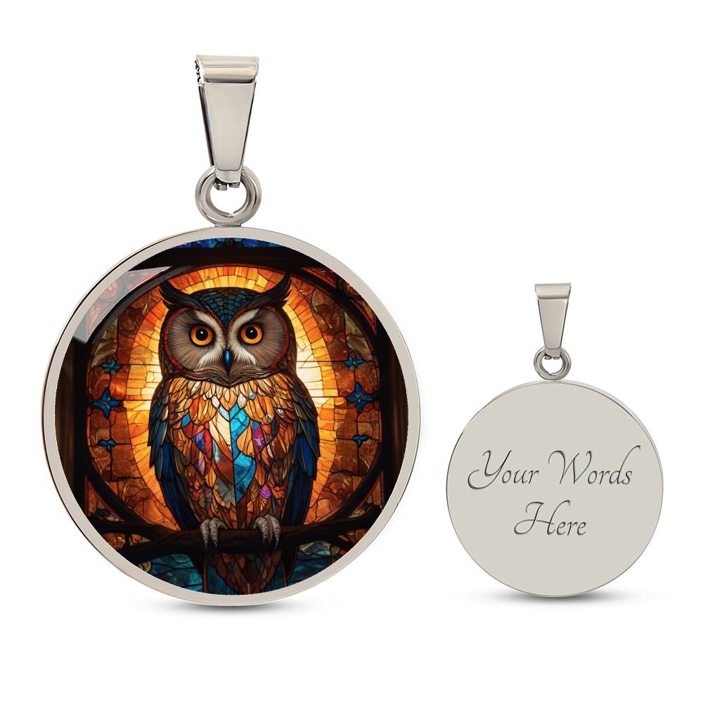 Owl Faux Stained Glass Pendant | Owl Necklace | | Owl Lover Gift