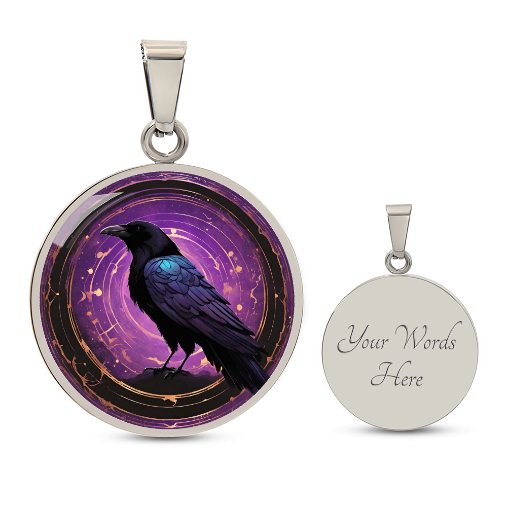 Purple Raven Pendant | Black Bird Jewelry  | Crow Necklace | Spooky Symbolic Gift | Gifts for Her | Goth Necklace