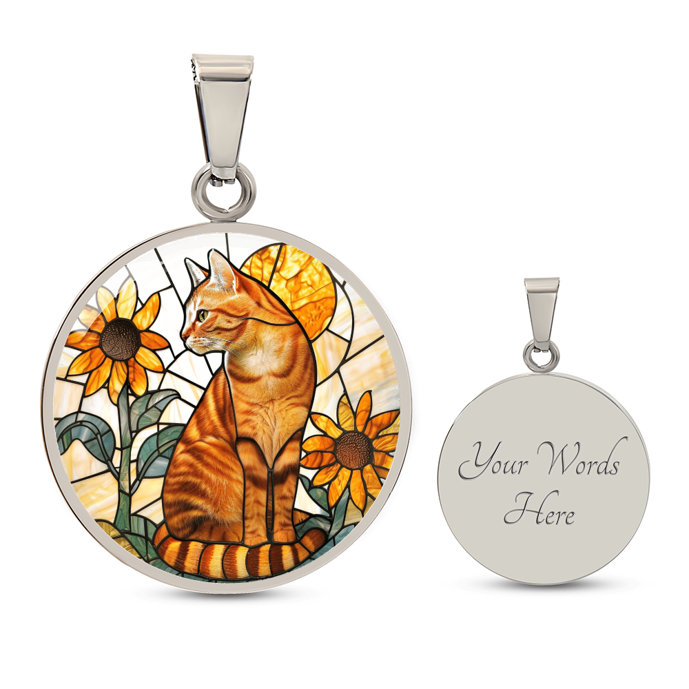 Ginger Cat Faux Stained Glass Necklace | Ginger Cat Pendant