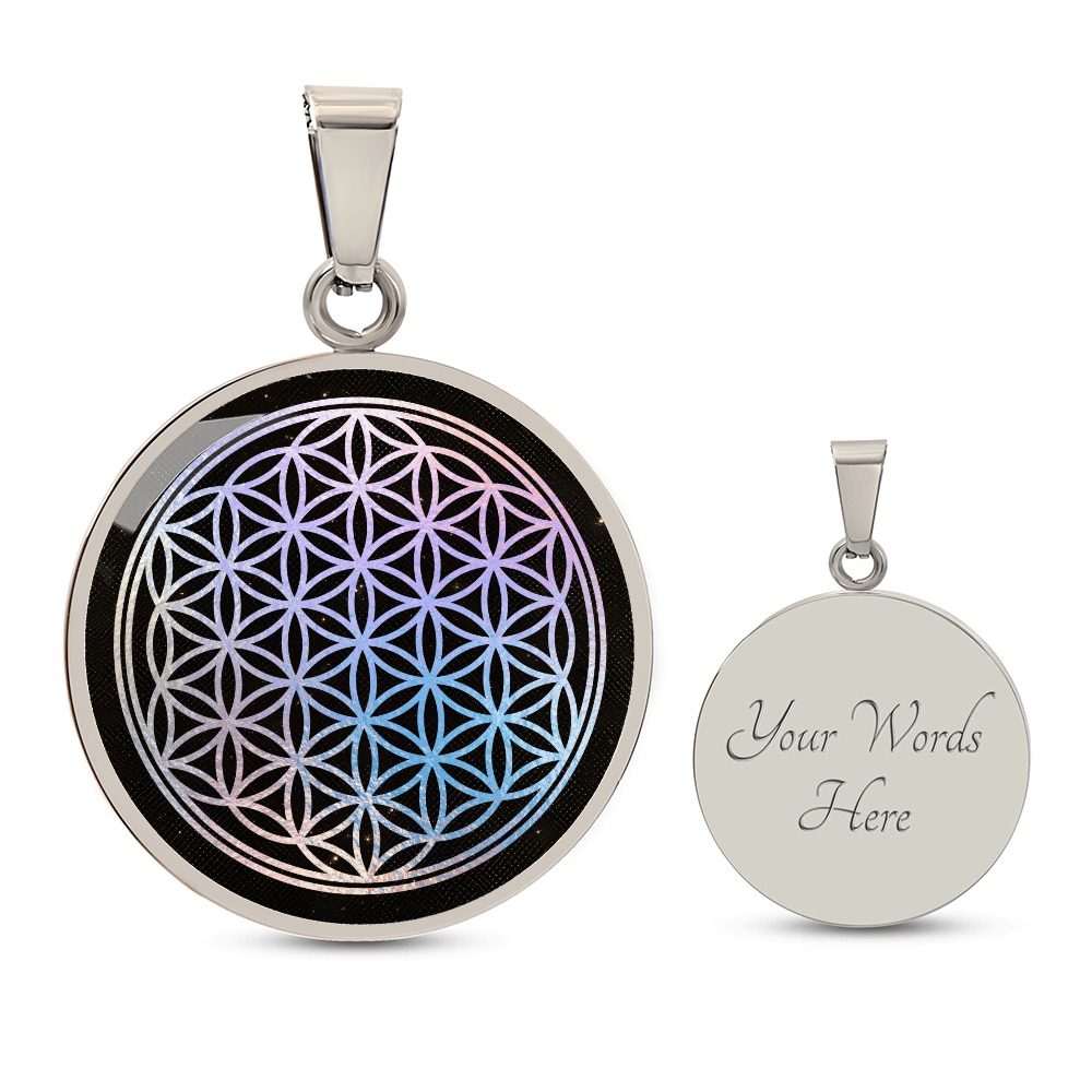 Flower of Life Holographic Art Necklace | Sacred Geometry Jewelry