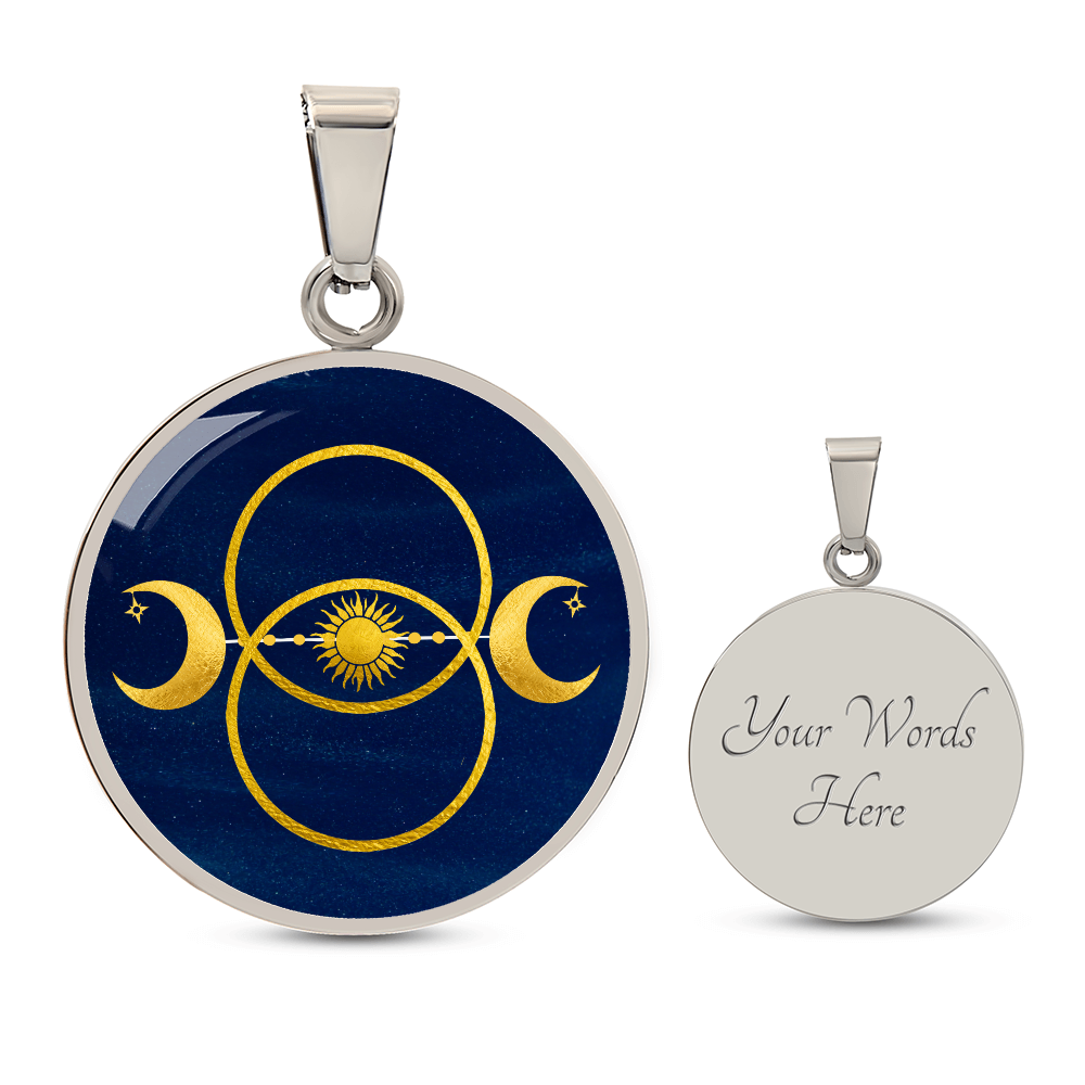 Triple Moon Sun Vesica  Pisces Pendant