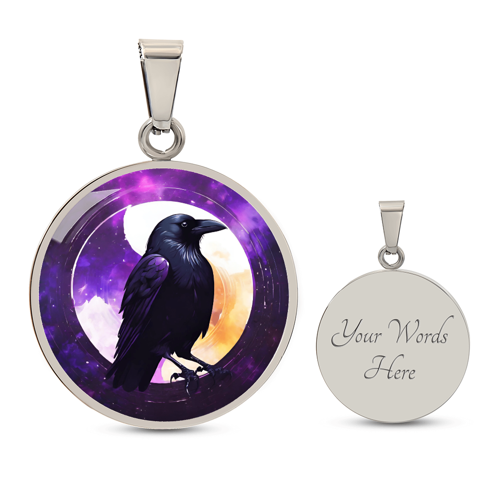 Engraved Raven Necklace | Black Bird Jewelry  | Crow Necklace | Spooky Symbolic Gift | Gifts for Her | Goth Necklace