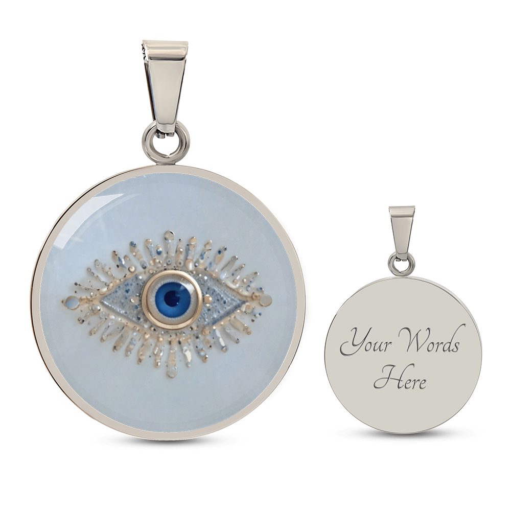 Good Luck Charm Eye Necklace | Turkish Evil Eye Charm Pendant | Evil Eye Pendant Chain | Faux Pave Diamond Look