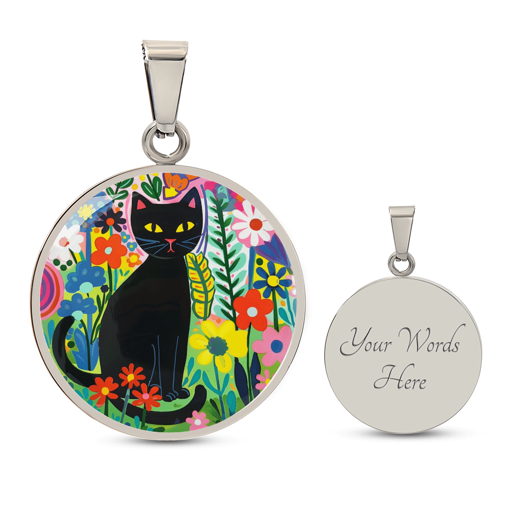 Art Nouveau Black Cat Pendant Necklace | Lovely Cat Jewelry | Cat Lover Gift | Kitty Jewelry