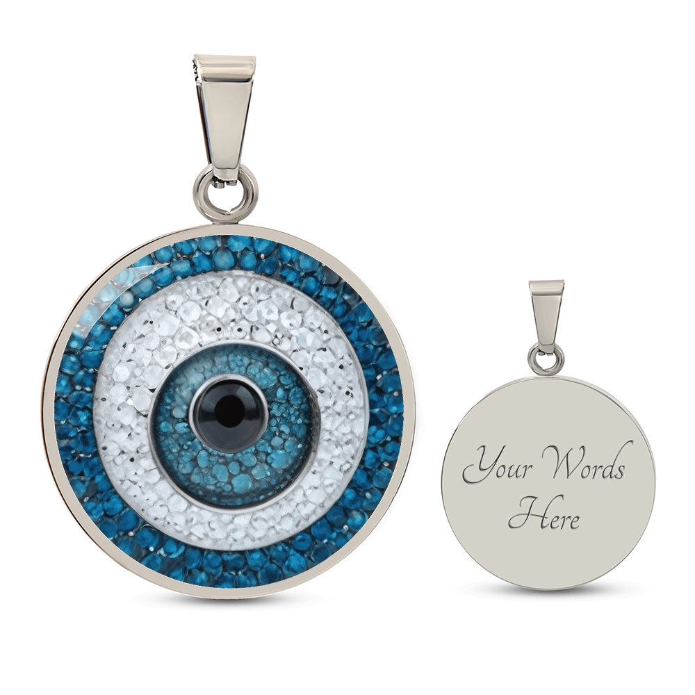 Turkish Evil Eye Charm Pendant | Protection Jewelry | Good Luck Charm Eye Necklace | Evil Eye Pendant Chain | Faux Pave Diamond Look