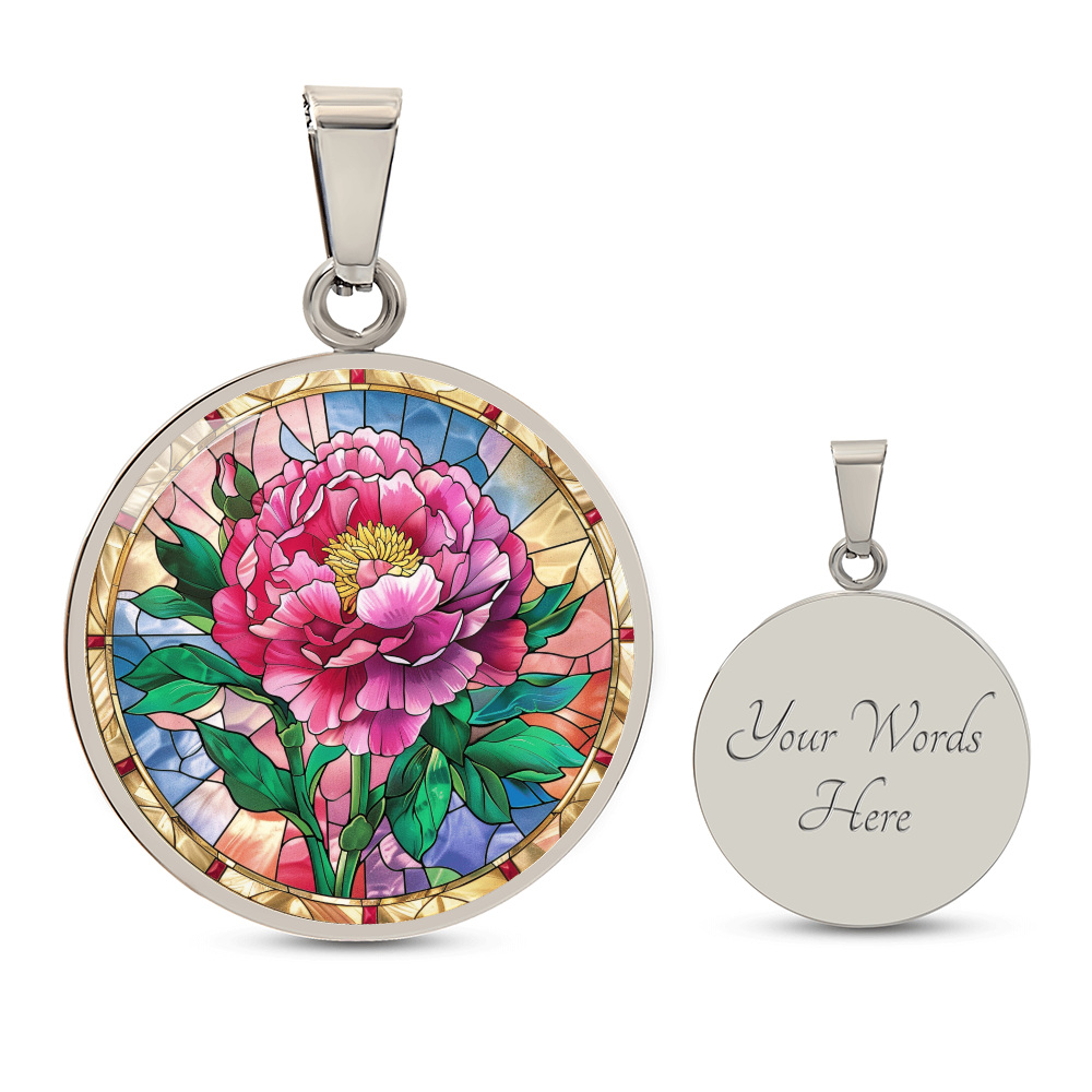 Carnation Flower Faux Stained Glass Pendant