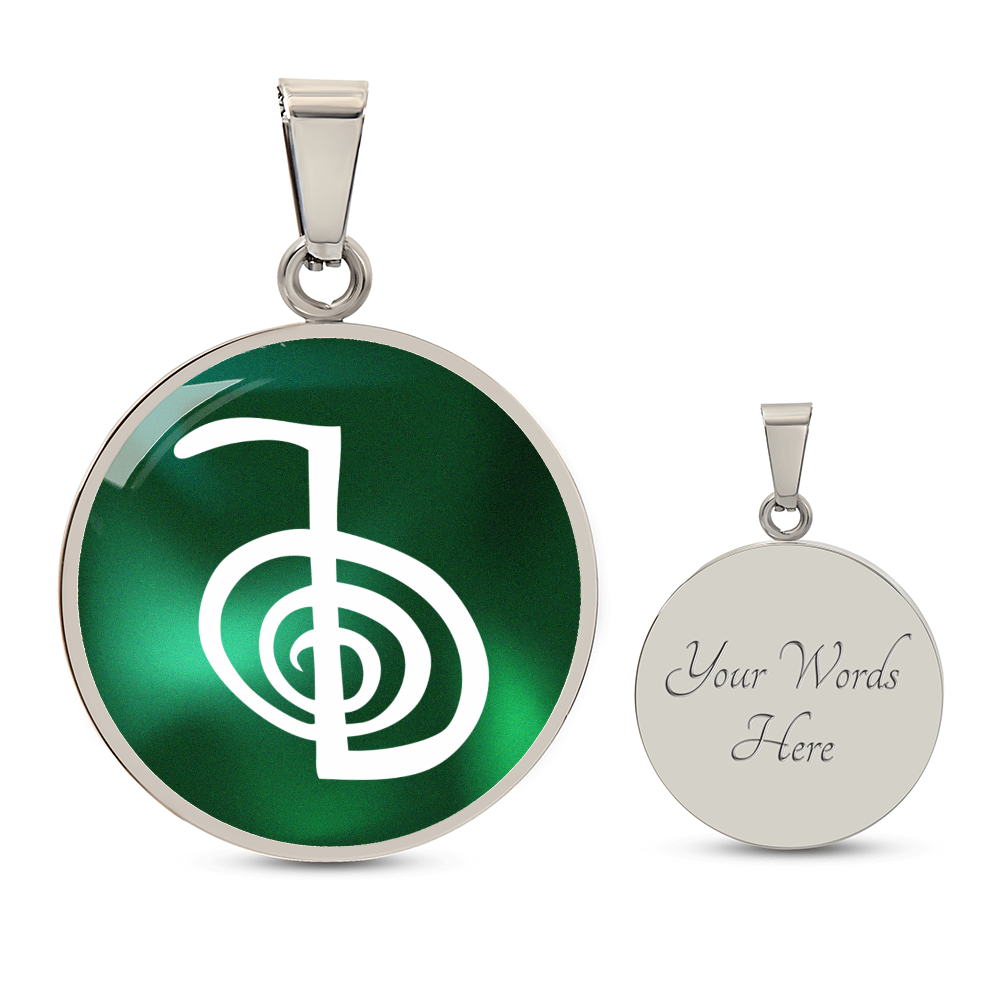 Reiki Symbol Pendant Green / Reiki Cho Ku Rei Pendant