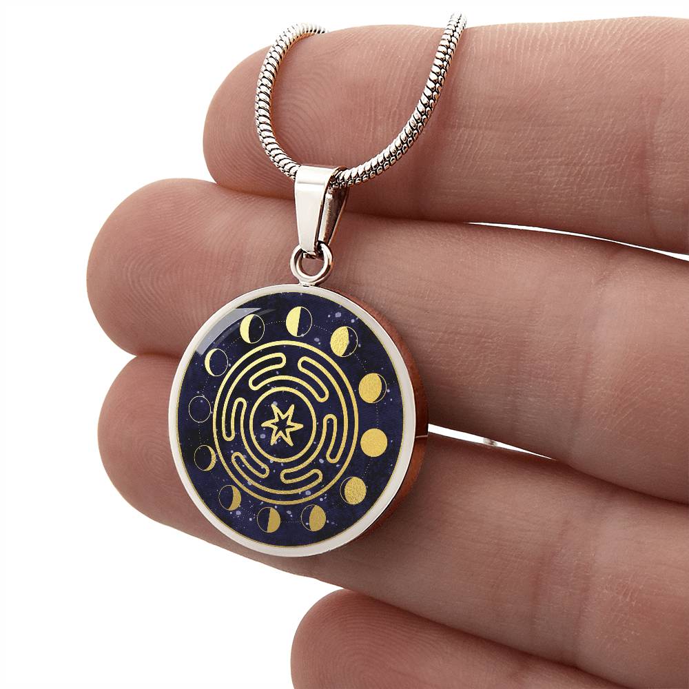 Hekate Magic Strophalos Necklace | Hekate Moon Phase Pendant