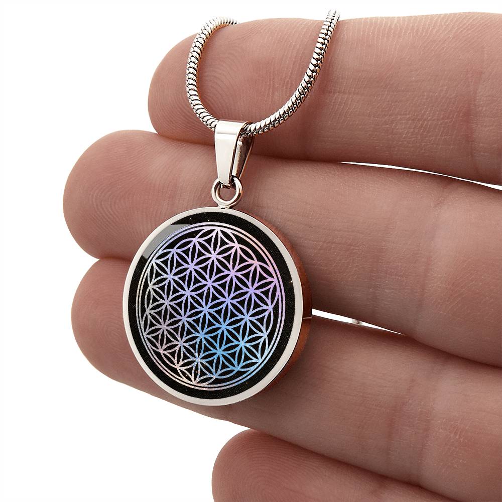Flower of Life Holographic Art Necklace | Sacred Geometry Jewelry