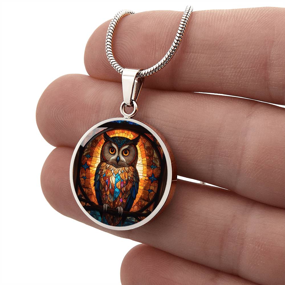 Owl Faux Stained Glass Pendant | Owl Necklace | | Owl Lover Gift