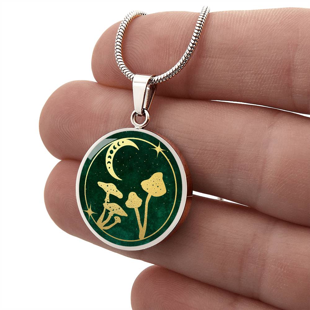 Mushrooms and Moon Pendant